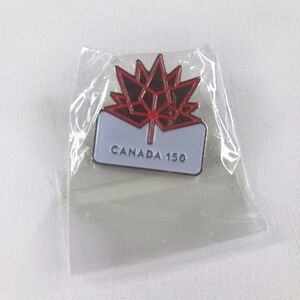 Canada 150th Anniversary Enamel Lapel Pin with Four Diamond Maple Leaf Logo.